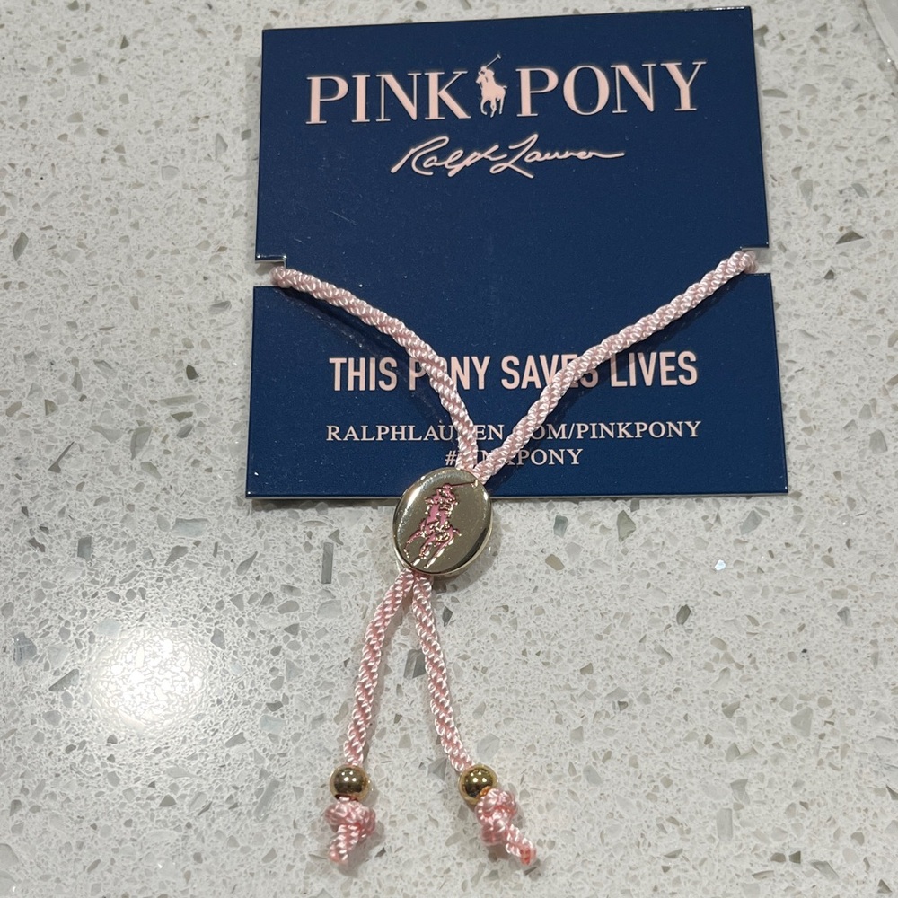 Ralph Lauren Pink Pony Bracelet with Gold Accents